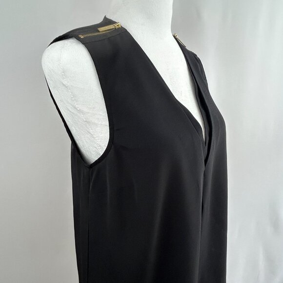 Michael Kors Chic Black Sleeveless Top - gold zipper - Small S - Picture 4 of 11